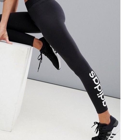 adidas Pants - Adidas Logo Black Leggings Lettering on Leg